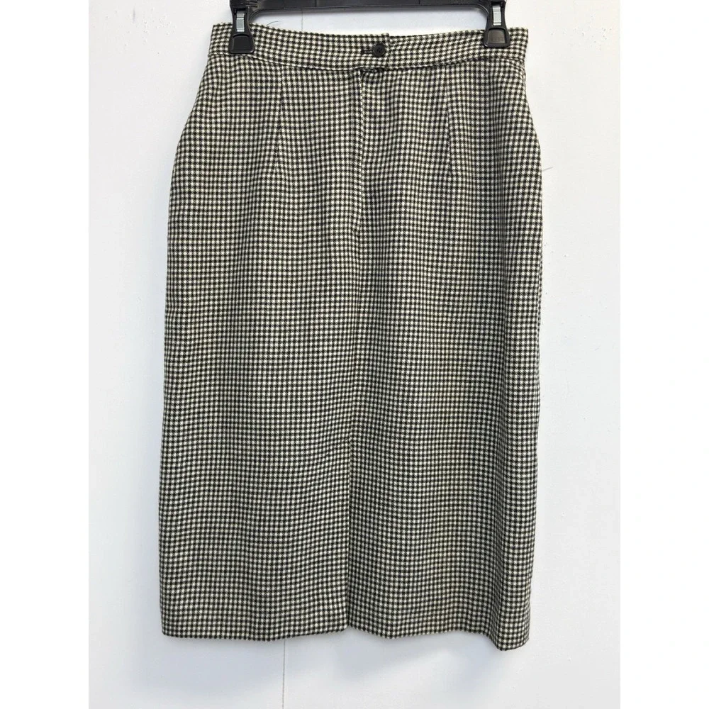 GIORGIO‎ SANT'ANGELO Women's 6 Wool Checkered Skirt Suit Black/cream Gingham